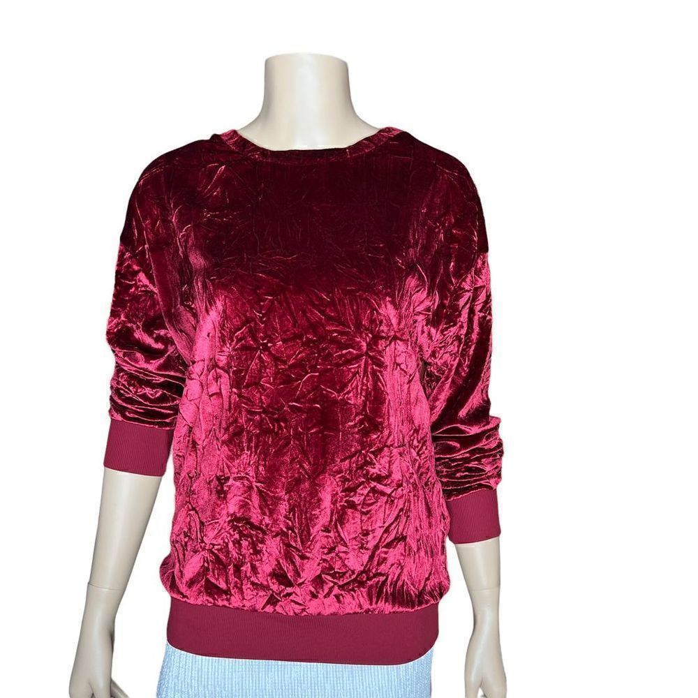 Zara velvet sweatshirt top burgundy S (303/2)